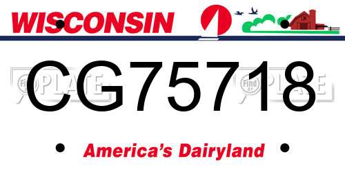 CG75718 Wisconsin License Plate