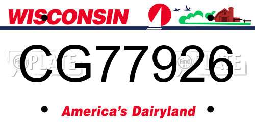 CG77926 Wisconsin License Plate