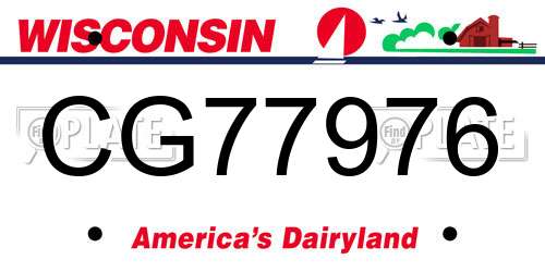 CG77976 Wisconsin License Plate