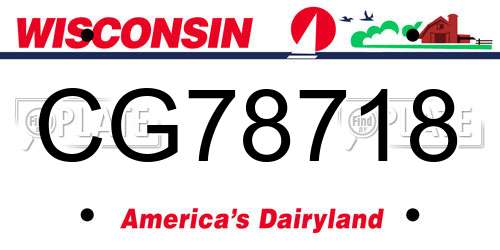 CG78718 Wisconsin License Plate
