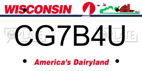 CG7B4U Wisconsin License Plate