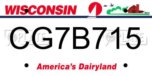 CG7B715 Wisconsin License Plate