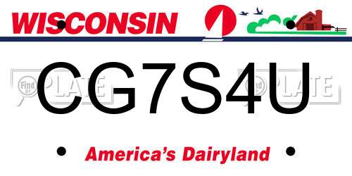 CG7S4U Wisconsin License Plate