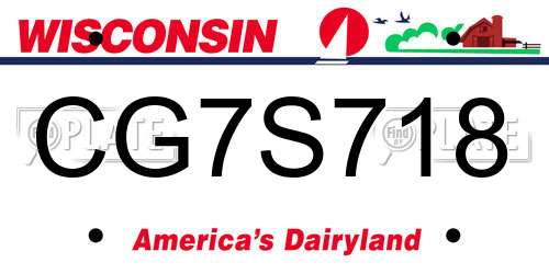 CG7S718 Wisconsin License Plate