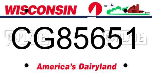 CG85651 Wisconsin License Plate