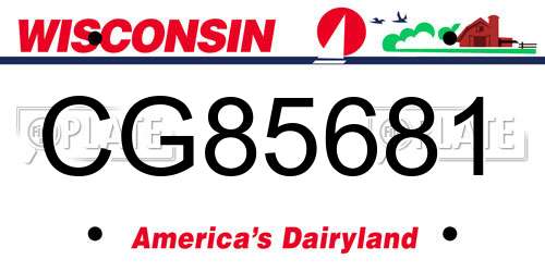 CG85681 Wisconsin License Plate