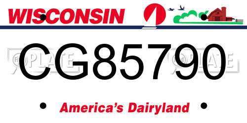 CG85790 Wisconsin License Plate