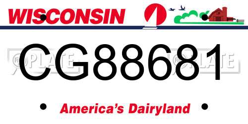 CG88681 Wisconsin License Plate