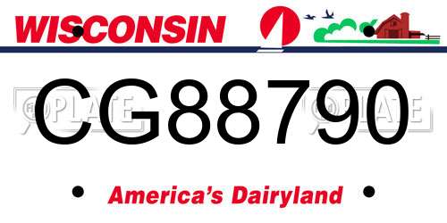 CG88790 Wisconsin License Plate