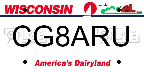 CG8ARU Wisconsin License Plate