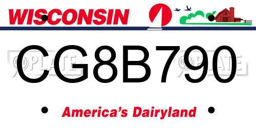 CG8B790 Wisconsin License Plate