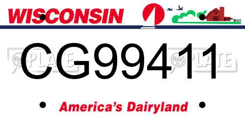 CG99411 Wisconsin License Plate
