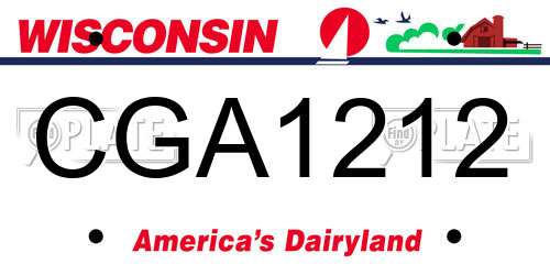 CGA1212 Wisconsin License Plate