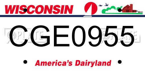 CGE0955 Wisconsin License Plate