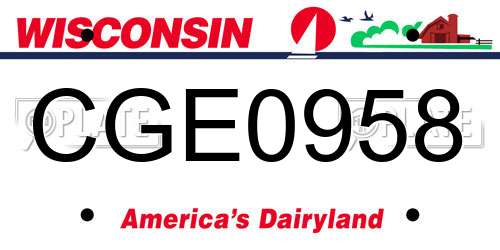 CGE0958 Wisconsin License Plate