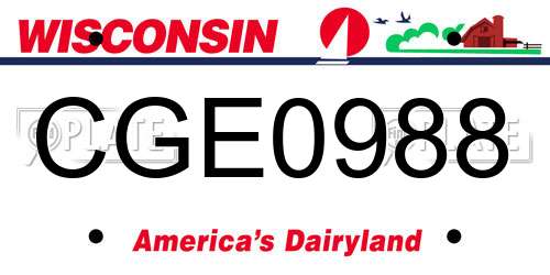 CGE0988 Wisconsin License Plate