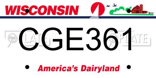 CGE361 Wisconsin License Plate