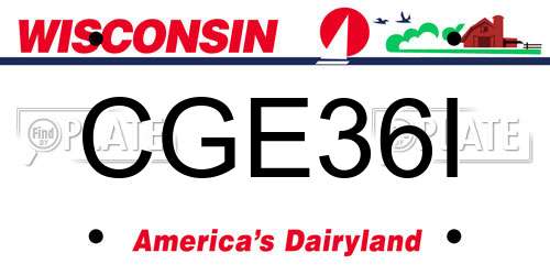 CGE36I Wisconsin License Plate