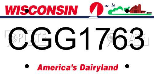 CGG1763 Wisconsin License Plate