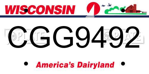 CGG9492 Wisconsin License Plate