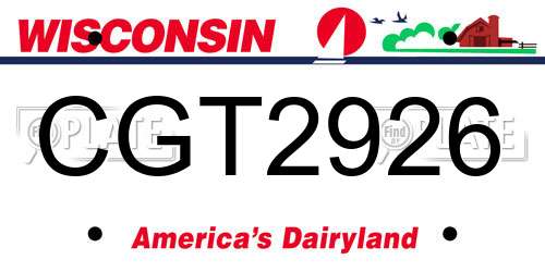 CGT2926 Wisconsin License Plate
