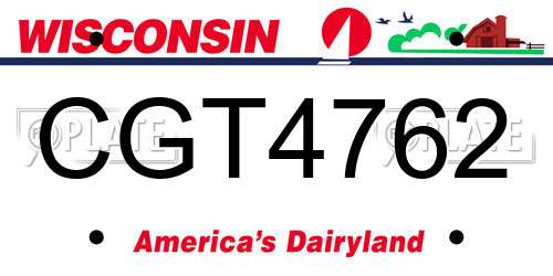 CGT4762 Wisconsin License Plate