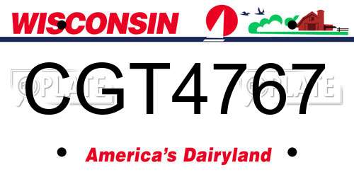 CGT4767 Wisconsin License Plate