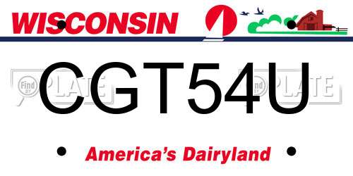 CGT54U Wisconsin License Plate