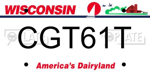 CGT61T Wisconsin License Plate