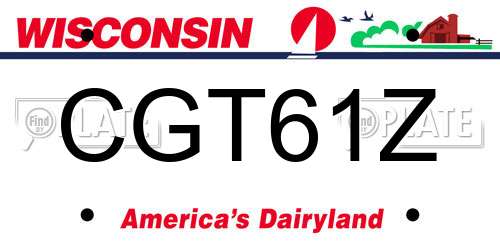 CGT61Z Wisconsin License Plate