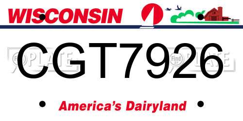 CGT7926 Wisconsin License Plate