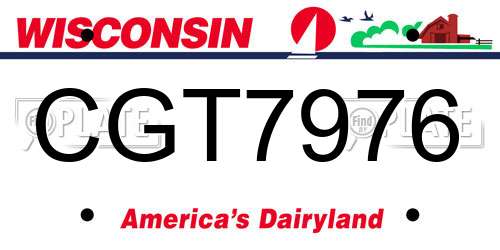CGT7976 Wisconsin License Plate