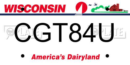 CGT84U Wisconsin License Plate