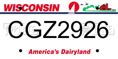 CGZ2926 Wisconsin License Plate