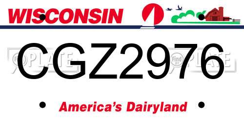 CGZ2976 Wisconsin License Plate