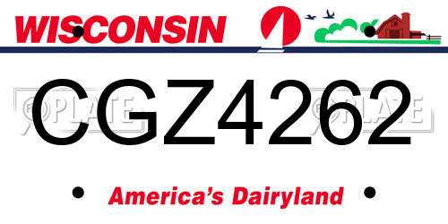 CGZ4262 Wisconsin License Plate