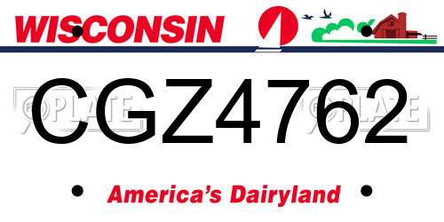 CGZ4762 Wisconsin License Plate