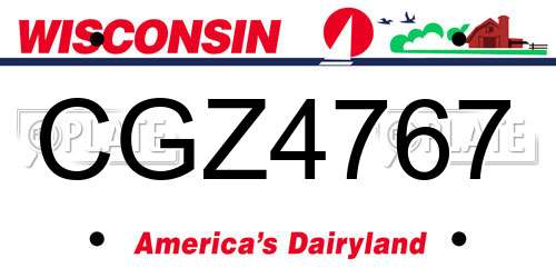 CGZ4767 Wisconsin License Plate