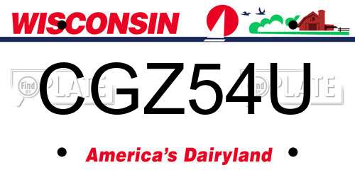 CGZ54U Wisconsin License Plate