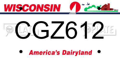 CGZ612 Wisconsin License Plate