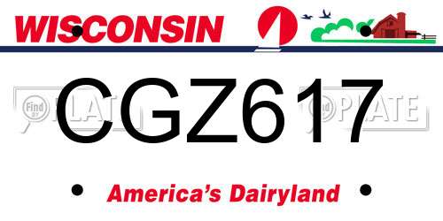 CGZ617 Wisconsin License Plate