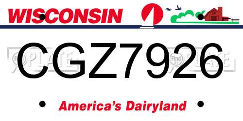 CGZ7926 Wisconsin License Plate