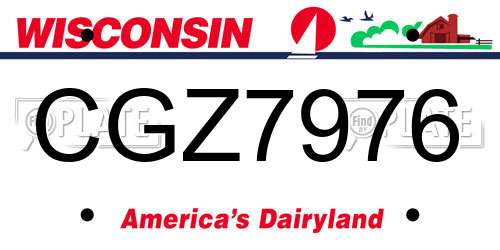 CGZ7976 Wisconsin License Plate