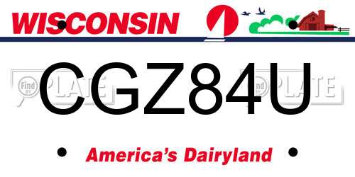 CGZ84U Wisconsin License Plate