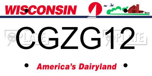 CGZG12 Wisconsin License Plate