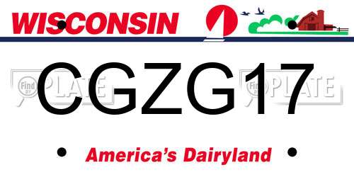 CGZG17 Wisconsin License Plate