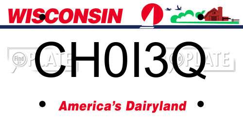 CH0I3Q Wisconsin License Plate
