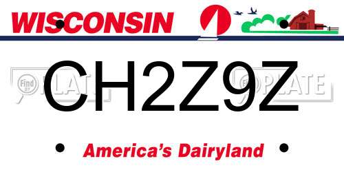 CH2Z9Z Wisconsin License Plate