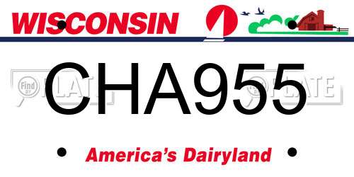 CHA955 Wisconsin License Plate