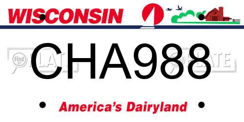 CHA988 Wisconsin License Plate